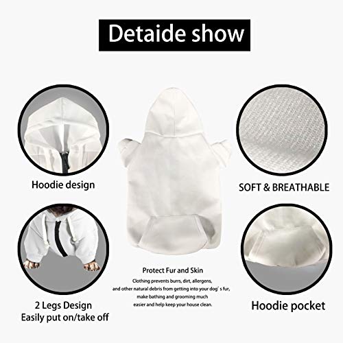 DDFS Classic White Color Dog Halloween Costumes Puppy Clothes with Pocket Fashion Design Pumpkin Pattern Comfy Soft Flattering Doggie Outdoor Pullover Dog Hoodies Puppy Shirts Sweatshirts Small Size