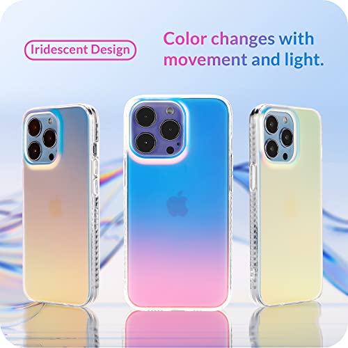 LONLI Hue - for iPhone 14 Pro Max - Fluorescent Coloful Iridescent Translucent Matte Phone Case - Cute and Unique for Women, Girls and Men