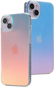 lonli hue - (for iphone 14) - fluorescent coloful iridescent translucent matte phone case - cute and unique (for women, girls and men