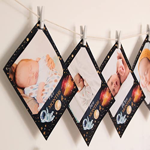 Space Photo Banner+Space High Chair Banner,First Birthday Decorations Picture Banner,Astros Birthday Party Decorations