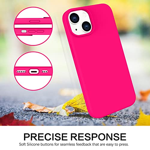 BENTOBEN Compatible with iPhone 14 Case, Soft Silicone Gel Rubber Bumper Microfiber Lining Hard Back Shockproof Protective Phone Cover for iPhone 14 6.1", Hot Pink