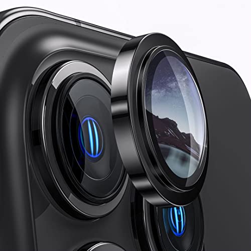 Hoerrye for iPhone 14 Pro/iPhone 14 Pro Max Camera Lens Protector, [Keep Lens Original Design] Anti-Scratch 9H Tempered Glass Camera Cover Screen Protector Metal Ring Accessories - Black