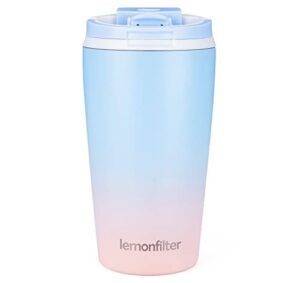 lemonfilter coffee mug 12oz insulated reusable coffee cups, vacuum stainless steel double walled thermo tumbler with leakproof lid,travel mug car thermos coffee cup for hot/ice coffee tea(multicolor)