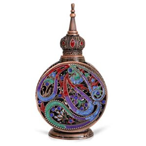 lrtj vintage 12ml decorative perfume bottle empty refillable egyptian style enameled metal and glass perfume bottle