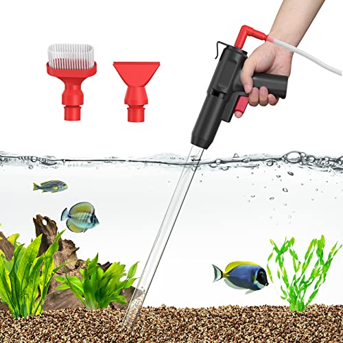 PAIZOO Aquarium Gravel Cleaner, 5 in 1 Fish Tank Siphon Vacuum Cleaning Tools for Aquarium Water Changer Sand Cleaner Kit with Brush Head & Algae Scraper