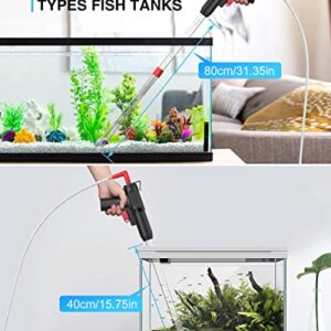 PAIZOO Aquarium Gravel Cleaner, 5 in 1 Fish Tank Siphon Vacuum Cleaning Tools for Aquarium Water Changer Sand Cleaner Kit with Brush Head & Algae Scraper