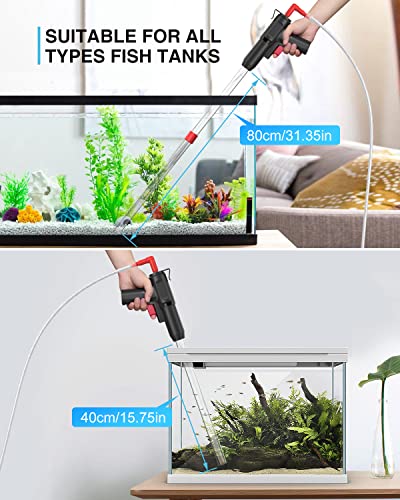 PAIZOO Aquarium Gravel Cleaner, 5 in 1 Fish Tank Siphon Vacuum Cleaning Tools for Aquarium Water Changer Sand Cleaner Kit with Brush Head & Algae Scraper