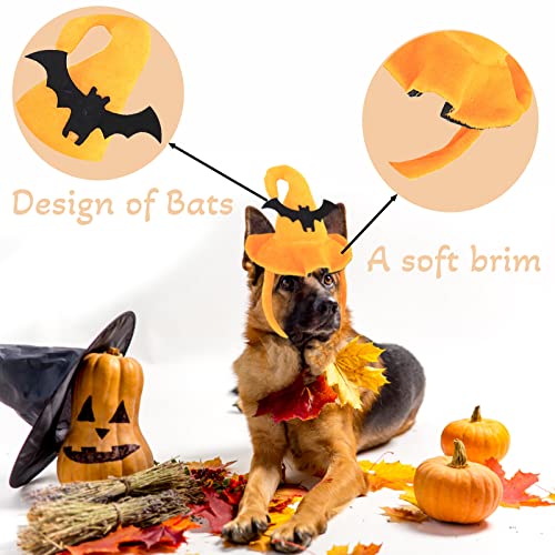 Pet Halloween Headband for Dogs Cats Black Bat Orange Hat Costume Dress Up Accessories for Medium Large Pet for Cosplay and Makeup