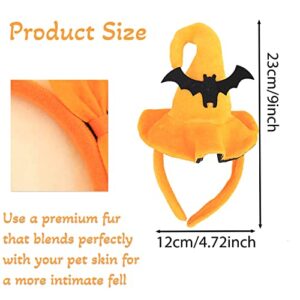 Pet Halloween Headband for Dogs Cats Black Bat Orange Hat Costume Dress Up Accessories for Medium Large Pet for Cosplay and Makeup