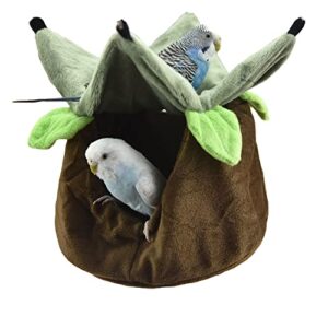 fladorepet two layers bird parrot bed nest snuggle hammock for parakeet lovebird cockatoos,warm sugar glider ferret bed plush hideout house for guinea pig hamster (brown)