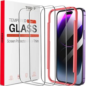 tozo compatible for iphone 14 pro max screen protector 6.7 inch 3 pack premium tempered glass 0.26mm 9h hardness 2.5d film easy install 6.7 inch