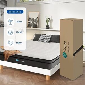 Crayan Full Mattress, 10 Inch Hybrid Mattress in a Box, Individually Wrapped Pocket Coils Innerspring Mattress with Motion Isolation and Pressure Relief, CertiPUR-US, 100 Nights Trial