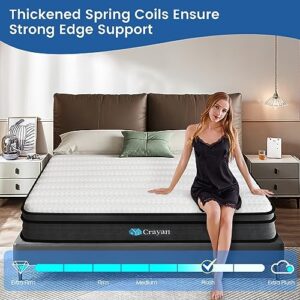 Crayan Full Mattress, 10 Inch Hybrid Mattress in a Box, Individually Wrapped Pocket Coils Innerspring Mattress with Motion Isolation and Pressure Relief, CertiPUR-US, 100 Nights Trial