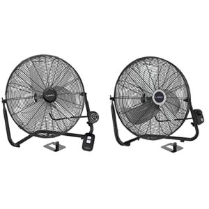 lasko metal commercial grade electric plug-in high velocity floor fan with wall mount option and remote control, black & 20" high velocity quick mount, converts from a floor wall fan, 7x22x22 inches