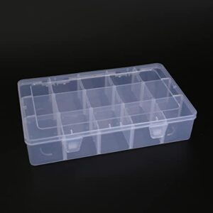 Havamoasa Jewelry Thread Box Embroidery Clear Plastic Storage Case Organizer Container with Removable Dividers-15 Grid