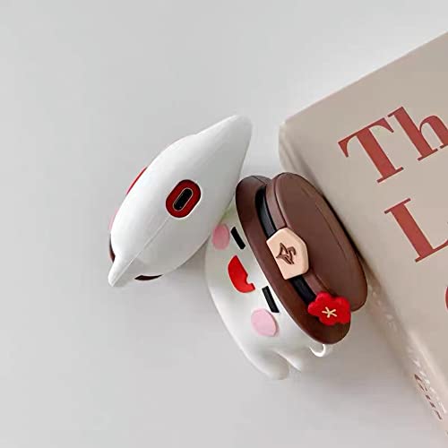 Wei-Secret Used forAirpods 1&2 Charging Case Cover , Cute Cartoon Anime AirPods Case ,Silicone Airpods Cover with Keychain (Hu Tao-1&2)