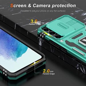 LUMARKE Galaxy S21 FE Case with Camera Cover,Samsung S21 FE Cover with Screen Protector Pass 16ft Drop Test Military Grade Protective Phone Case with Kickstand for Samsung Galaxy S21 FE Turquoise