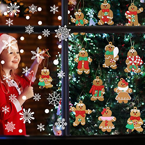 BLOCE 288Pcs Window Clings Christmas Decorations, White Snowflake dots Christmas Decorations for Windows with 8 Sheets, Christmas Window Decals for New Year Party Ornaments Home Supplies