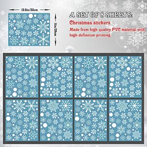 BLOCE 288Pcs Window Clings Christmas Decorations, White Snowflake dots Christmas Decorations for Windows with 8 Sheets, Christmas Window Decals for New Year Party Ornaments Home Supplies