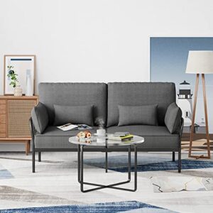 duesi 71'' modern loveseat furniture, small couches for living room with 2 cushions, steady steel framework, metal sofa couches for living room, easy assembly, 650 lb capacity(deep grey)