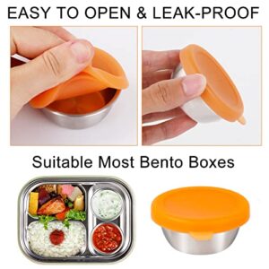 Salad Dressing Container To Go, DIGHEIGG Leakproof Sauce Cups Lunch Box Containers Stainless Steel Condiment Containers with Lids Bento Box Accessories for Snacks, Nuts, 1.6 oz, 2 Pack