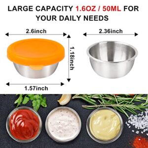 Salad Dressing Container To Go, DIGHEIGG Leakproof Sauce Cups Lunch Box Containers Stainless Steel Condiment Containers with Lids Bento Box Accessories for Snacks, Nuts, 1.6 oz, 2 Pack