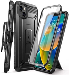 supcase outdoor case for iphone 14 plus (6.7 inch) mobile phone case 360 degree case bumper protective cover [unicorn beetle pro] with screen protector 2022 edition (black)