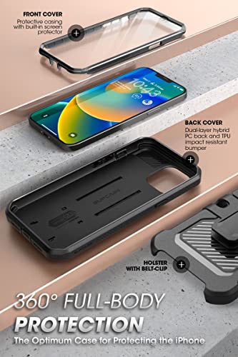 SupCase Outdoor Case for iPhone 14 Plus (6.7 Inch) Mobile Phone Case 360 Degree Case Bumper Protective Cover [Unicorn Beetle Pro] with Screen Protector 2022 Edition (Black)