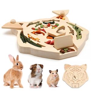sieral wooden enrichment foraging toy for small pet 7.7''x 7.1'' interactive hide treats puzzle rabbit toys small animal toys mental stimulation toys for guinea pig hamster bunny rat chinchilla