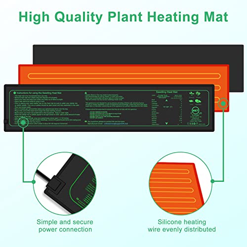 Seedling Heat Mat for Seed Starting, 3" x 20.75" Waterproof Heating Pad for Indoor Plants Germination Hydroponic, Beer Brewing Fermentation