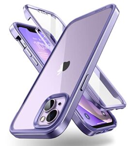 supcase unicorn beetle edge xt case for iphone 14 plus 6.7", with built-in screen protector slim frame clear protective case (purple)