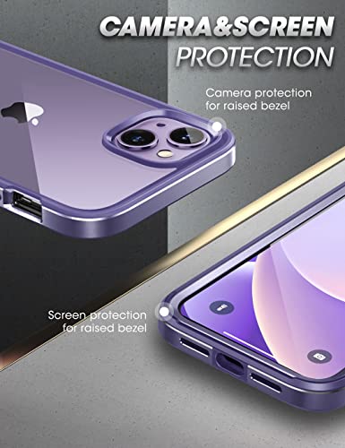 SUPCASE Unicorn Beetle Edge XT Case for iPhone 14 Plus 6.7", with Built-in Screen Protector Slim Frame Clear Protective Case (Purple)