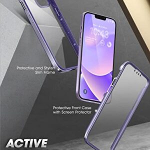 SUPCASE Unicorn Beetle Edge XT Case for iPhone 14 Plus 6.7", with Built-in Screen Protector Slim Frame Clear Protective Case (Purple)