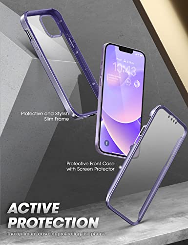 SUPCASE Unicorn Beetle Edge XT Case for iPhone 14 Plus 6.7", with Built-in Screen Protector Slim Frame Clear Protective Case (Purple)