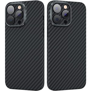 memumi real aramid fiber for iphone 14 pro max 6.7" case, sturdy durable carbon 0.5 mm slim fit for iphone 14 pro max carbon fiber thin case [ aramid fiber] with military-grade drop protection black