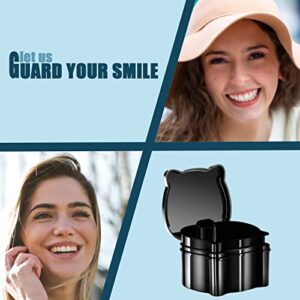 Denture Case, Denture Cup With Strainer For Dentures, Retainers, Night Guard & Mouth Guard, Retainer Case, Portable Denture Bath For Traveling & Daily Cleaning(BLACK)