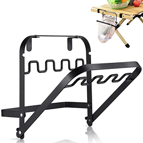 TOBWOLF Outdoor Trash Bag Holder, Iron Foldable Trash Bag Rack, Portable Trash Bag Frame Garbage Bag Hanging Rack, Garbage Bag Holder Stand for Outdoor Camping, Picnic, Garden Barbecue