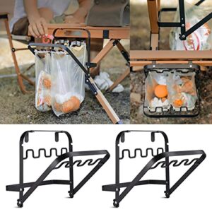 TOBWOLF Outdoor Trash Bag Holder, Iron Foldable Trash Bag Rack, Portable Trash Bag Frame Garbage Bag Hanging Rack, Garbage Bag Holder Stand for Outdoor Camping, Picnic, Garden Barbecue