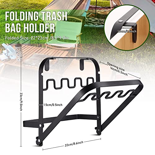 TOBWOLF Outdoor Trash Bag Holder, Iron Foldable Trash Bag Rack, Portable Trash Bag Frame Garbage Bag Hanging Rack, Garbage Bag Holder Stand for Outdoor Camping, Picnic, Garden Barbecue