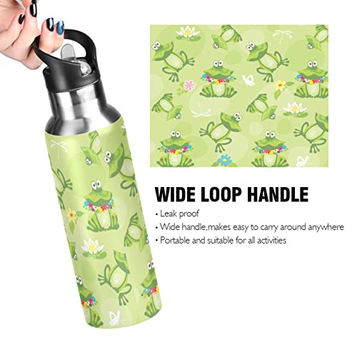 Frogs Leak Free Insulated Bottles with Handle 32 oz Vaccuum Bottle with Straw Lid Thermal Bottle for School Sport Travel BAP-Free