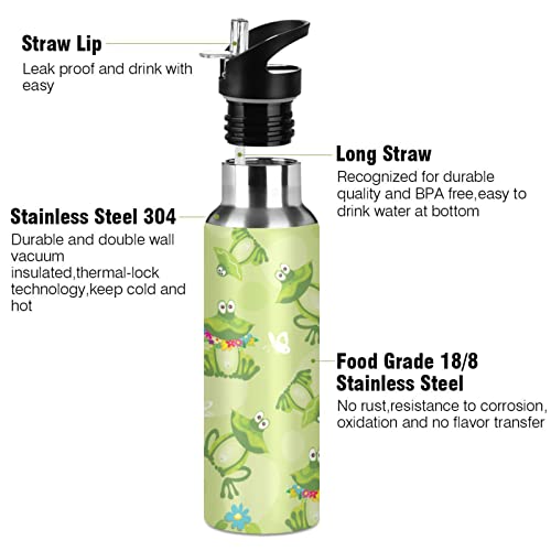 Frogs Leak Free Insulated Bottles with Handle 32 oz Vaccuum Bottle with Straw Lid Thermal Bottle for School Sport Travel BAP-Free