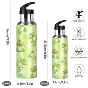 Frogs Leak Free Insulated Bottles with Handle 32 oz Vaccuum Bottle with Straw Lid Thermal Bottle for School Sport Travel BAP-Free