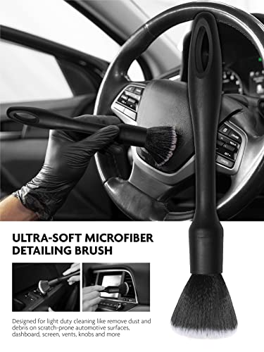 Fantasticlean 9PCS Car Interior Detailing Set, Microfiber Cloth & Applicator, Detailing Brushes, Natural Bristles, Scratch-Free & Ultra-Soft for Seats Leather Care or Cleaning