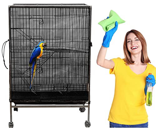 Bird Cage Covers for Night Cage Covers Petbirds Parakeet Cage Cover Pet Birds Adjustable Bird Cage Cover for Bird Critter Cat Cage to Small Animal Privacy & Comfort (Black)