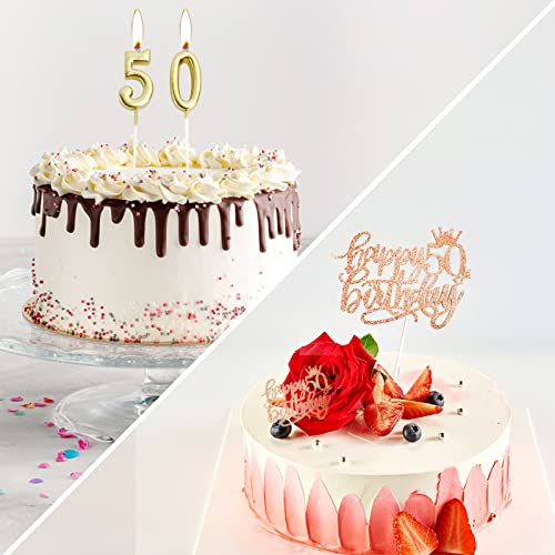 50th Crown and Sash Set | Include 50th Tiara and "50 & Fabulous" Sash | Happy Birthday Cake Topper | 5&0 Candles | Birthday Banner and Peal Pin | 50th Birthday Decoration for Women Lady 50 Birthday Gift