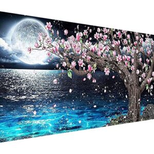 pchmcu diy painting by numbers kit for adults ，large size moon lake paint by numbers for beginner，gifts arts crafts for home decor tree flower 16x23.6 inch