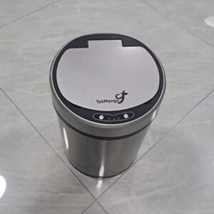 TekMango 8L Smart Touchless Sensor Trashcan for Home Kitchen Bedroom Living Room, 2 Gal Automatic Trash can for Office Hotel Restaurant Resort, Stainless Steel Infrared Motion Trash Can-Silver