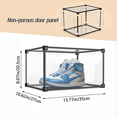 Side Opening Transparent Shoe Box, Plastic Stackable Display Box, Acrylic High Transparent Display Case, Aluminum Support Frame,For Shoe Collection and Storage. (2)