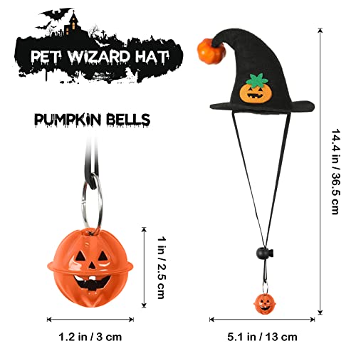 POPETPOP Dog Bat Halloween Costume- Pet Costume Bat Wings Wizard Hat with Pumpkin Bell for Small Medium Dogs Cats Cosplay Halloween Party Decoration