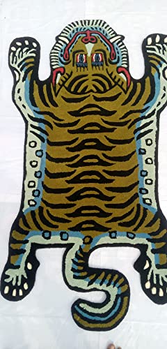 Tiger Print Skin Area Rug for Home Decor Wall Hanging for Living Room Bedroom Anti-Slip Rug Gift by AFTAB Collection (3 x 5) (Tiger 2, 3 x 5 feet), AREARUGS3, Multi